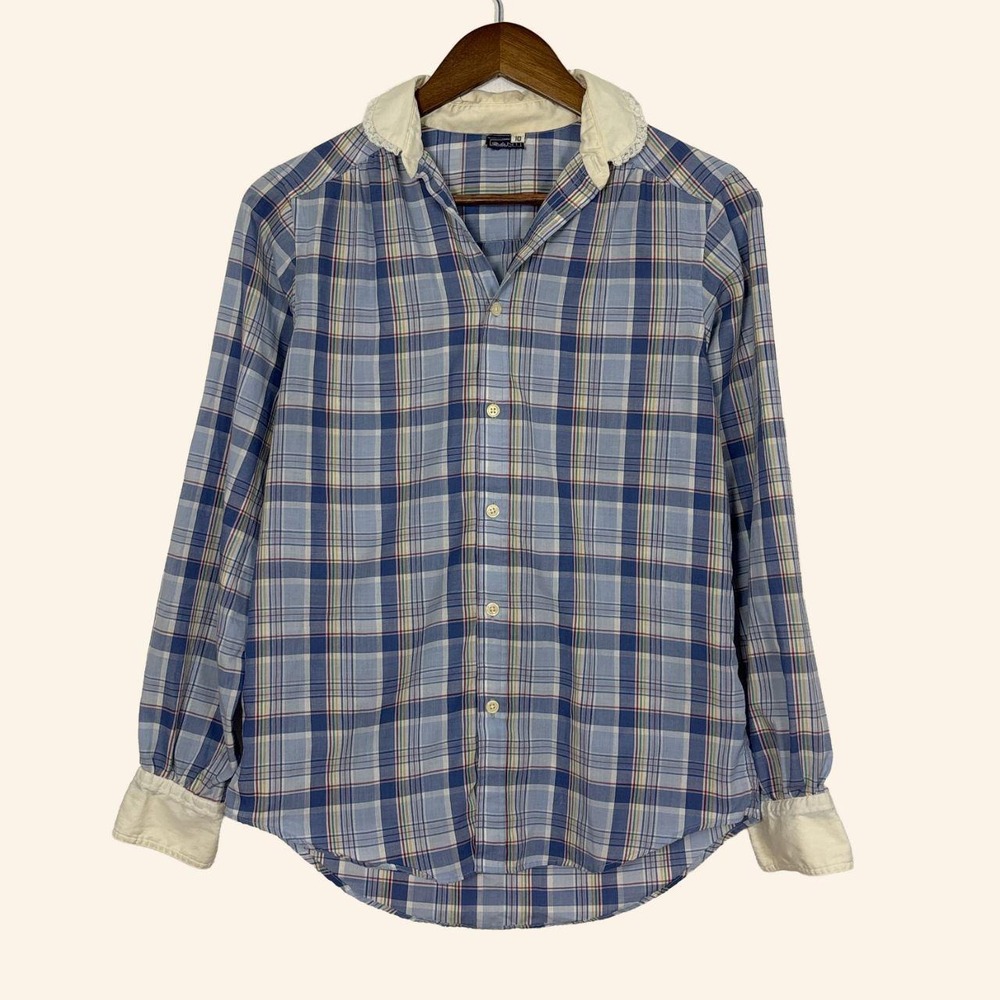 Vintage GANT for Women Plaid Lace Collar Button-Up Shirt